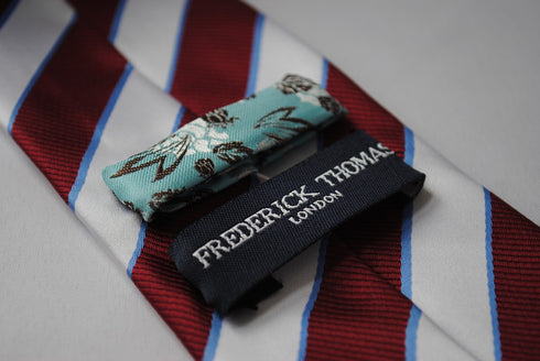 maroon and silver barber striped tie